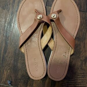 Coach Women's Brown and Gold Sandals